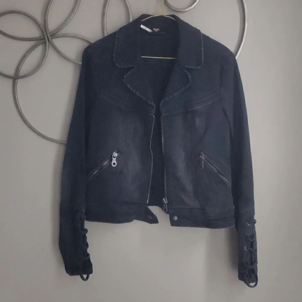 Free People charcoal denim jacket - Picture 2 of 9